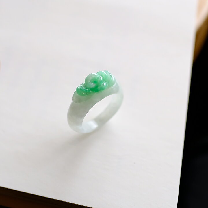 楽天市場】翡翠 (ヒスイ) 彫刻 くりぬきリング 『LOTUS RING』 (13.5号 