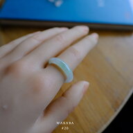 翡翠(ヒスイ) くりぬきリング 指輪 『WAKABA』 ホワイト＆グリーン翡翠 20号 ミャンマー産天然ひすい 【…