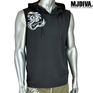 【送料無料】メンズドラゴンフード付きノンスリーブタンクBK2カラー【即日配送】男女兼用 レスミルズ 格闘技エクササイズ ドラゴン フィットネスウェア スポーツウェア 筋トレ 可愛いトレ