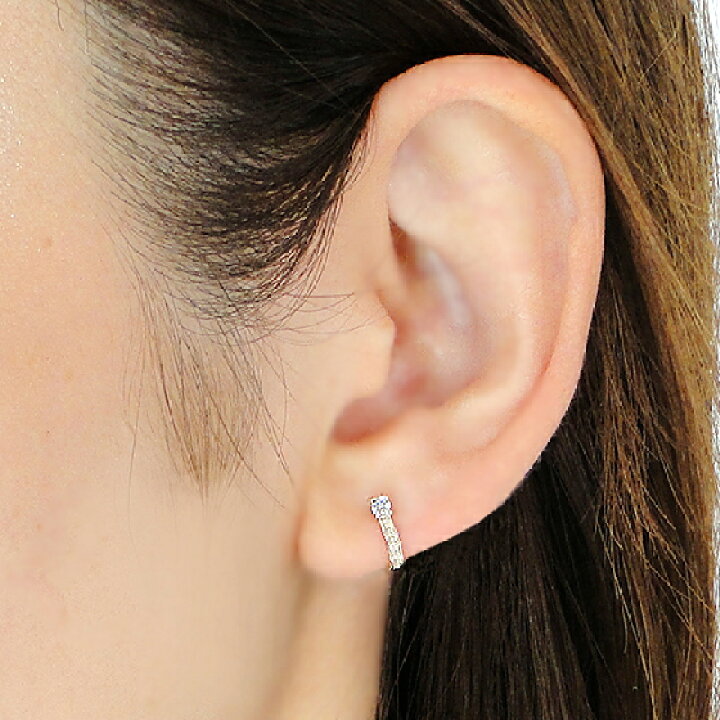 楽天市場】【送料無料】K10YG ダイヤモンド フープ ピアスK10  