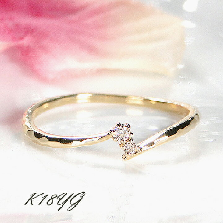 楽天市場】【送料無料】K18YG【0.03ct】ツイン ダイヤモンド リング  