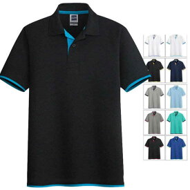 ゴルフウェア ポロシャツ メンズ レディース 半袖 配色 カジュアル ゴルフシャツ トップス POLO 制服 夏服 送料無料