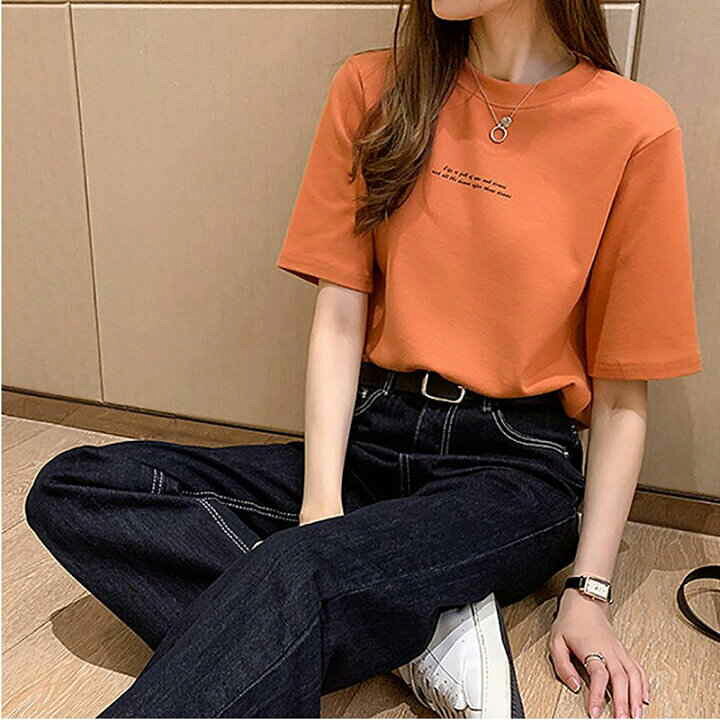 楽天市場】レディース 韓国ファッション 英字ロゴ Tシャツ ロゴ 原宿系 