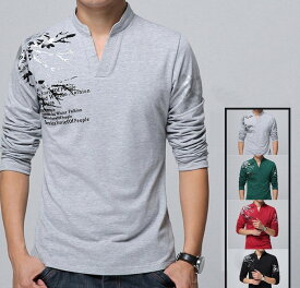 Tシャツ メンズ 長袖Tシャツ ロンT Vネック トップス カジュアル春秋服 メンズファッション 新作 送料無料