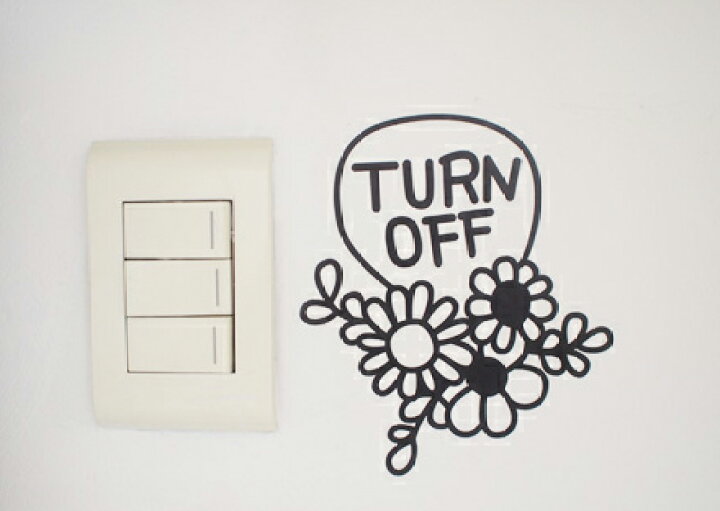 楽天市場 ウォールステッカー 花 スイッチ 英字 電気 スイッチオフ ５ Turn Off 5 ターンオフ 花 Flower 転写式 トイレ アクセント ホーム デコレーション おしゃれ 北欧 モノトーン メール便 送料無料 Eco Switch Flower Turn Off シール ウォールステッカーミューク