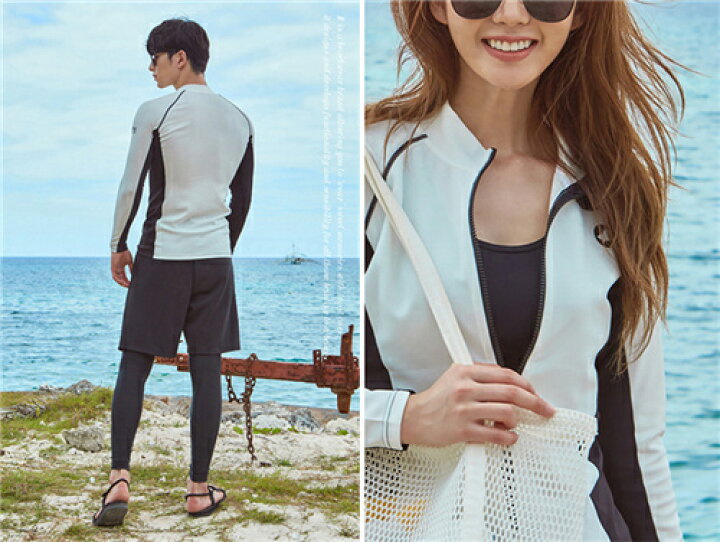 楽天市場 ラッシュガード ペア ラッシュガード カップル ペア 水着 カップル ペアルック ラッシュガード レディース 上下 セット ラッシュガード メンズ 長袖 おすすめ ラッシュガード レギンス ダイビング 水着 女 日焼け止め お揃い 水着 フード なし 大きいサイズ