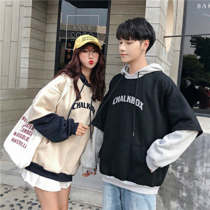 楽天市場 ペアルック パーカー ビックシルエット 冬 カップル ペアルック お揃い パーカー メンズ クリスマス プレゼント ペア カップル ペアルック ブランド パーカー コーデ ブランド オーバーサイズ パーカー ロンt トレーナー 人気 服 スウェット 秋 冬 服 男女兼用