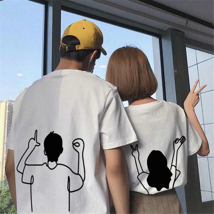 楽天市場 カップル ペア Tシャツ ブランド ペアルック カップル 春 服 夏 メンズ Tシャツ 半袖 レディース おしゃれ ペアルック Tシャツ 可愛い 綿 カップル お揃い プレゼント 夫婦 Tシャツ おもしろ カップル 友達 オシャレ ギフト ペア カップル 人気 カジュアル