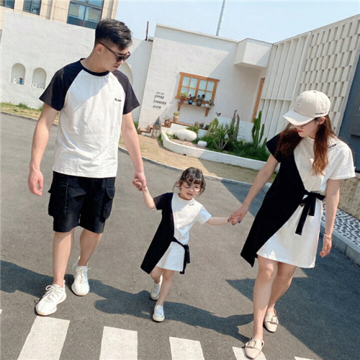 楽天市場 親子 ペアルック ｔシャツ ワンピース 夏服 親子コーデ 親子ペアｔシャツ 半袖 コーデ 夏 Tシャツ 家族 お揃い Tシャツ ブランド 大人 子供 お揃い 3 人 親子 おそろい プレゼント 男の子 可愛い 女の子 キッズ ママ パパ 母の日 父の日 こどもの日
