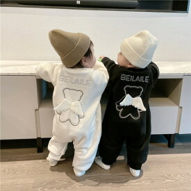 ベビー ジャンプスーツ ベビー服 ロンパース 冬 長袖 カバーオール 出産祝い プレゼント 内祝い ベビー服 赤ちゃん 服 新生児 ベビー ロンパース 男の子 女の子 秋冬 おしゃれ かわいい 薄手 暖かい ベビーウェア 66 73 80 黒/ブラック 白/ホワイト 可愛い