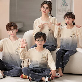 親子ペア パジャマ 長袖 綿100% タイダイ クマ かわいい 親子 ペア パジャマ キッズ 春 秋 ルームウェア ママ 家族お揃い ペアパジャマ ゆったり おそろい親子服 子供用 大きいサイズ お揃い セットアップ ルームウェア ユニセックス ペア 女の子 可愛い 寝巻 着心地良い