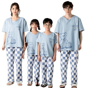 親子ペア パジャマ 夏 半袖 セットアップ 女子 綿 薄手 半袖トップス ロングパンツ 親子 ペアパジャマ キッズ 春夏 ルームウェア ママ 家族お揃い ゆったり おそろい親子服 子供用 大きいサ