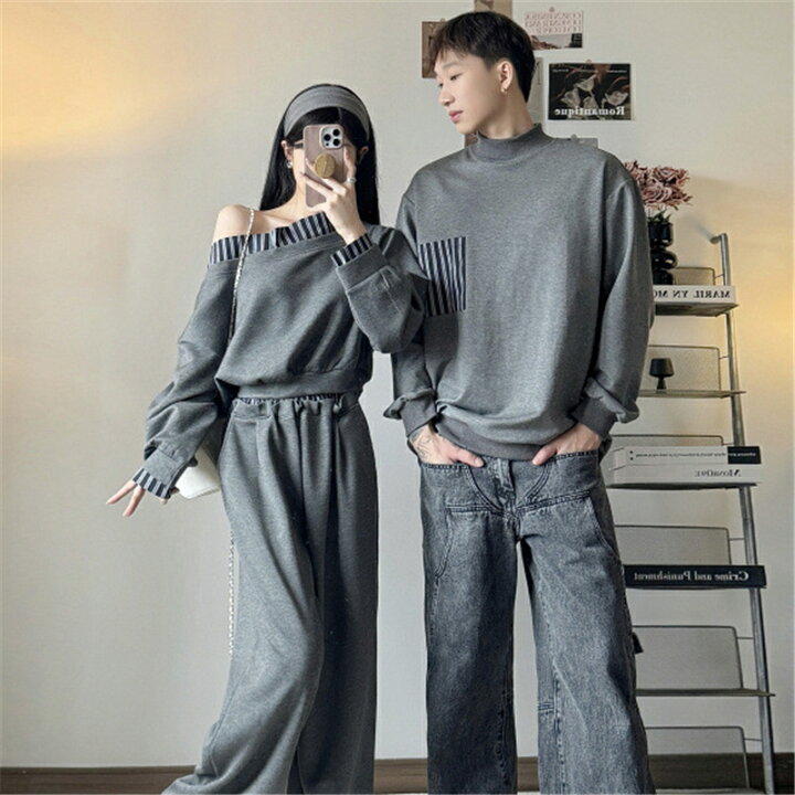 楽天市場】ペアルック トレーナー tシャツ パーカー セットアップ 秋 