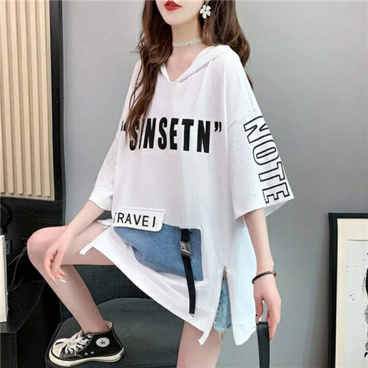楽天市場】tシャツ レディース 半袖 パーカー 綿 ブランド 大人 