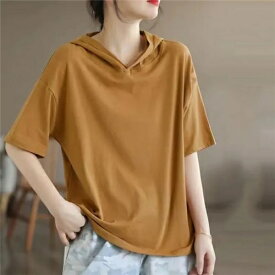 tシャツ レディース 半袖 パーカー 綿 ブランド 大人かわいい カジュアル 大きい 吸汗速乾 u首 ゆったり 韓国 ファッション ビッグシルエットおしゃれ ビッグtシャツ コットン 韓国服 おうちコーデ ニュートラルカラー ユニセックス 黒 ブルー 緑 無地 シンプル カジュアル