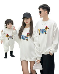 親子 ペアルック 赤ちゃん トレーナー 犬 刺繍 パーカー 秋 親子ペアルック 春 トップス ゆったり ママ 女の子 冬 ブランド 長袖 t パパ 親子お揃い服 ベビー 大きいサイズ 子供 カップルお揃
