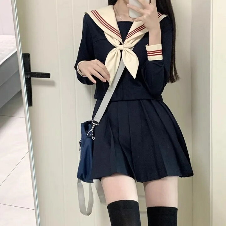 楽天市場】セーラー服 セットアップ 三本線 リボン コスプレ 大きい 