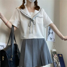 セーラー服 セットアップ 二本 トップス 学生 半袖 コスプレ 大きいサイズ 上下セット JK 女子 制服 高校生 学園祭 レディース コスチューム衣装 コスプレ衣装 可愛い セーラー襟 ハロウィン コスプレ学生服 夏 スカート プリーツスカート スクール 文化祭
