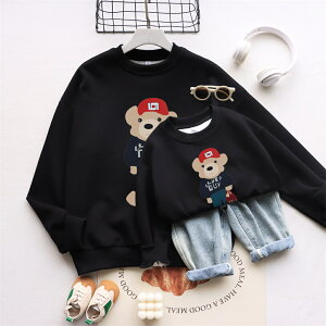 親子 ペアルック 赤ちゃん トレーナー クマ 可愛い 韓国風 親子 ペアルック 綿 親子ペアルック 秋 冬 トップス ゆったり ママ 親子 女の子 冬 ペアルック 親子 ブランド 長袖 t パパ 親子お揃