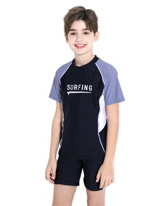 子供 水着 男の子 セット シンプル カジュアル キッズ 大きいサイズ 学生 スイムウェア 半袖 ラッシュガード 140 150 160 中学生 男子 小学生 子供用フィットネス水着 みずぎ スイミング スクー