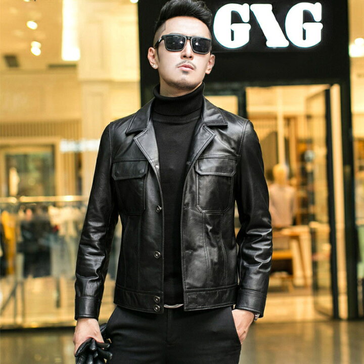 楽天市場】レザージャケット メンズ 本革 カジュアル ジャケット 