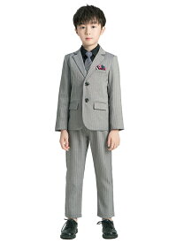 子供 スーツ キッズ セットアップ ストライプ 発表会 灰色 秋 お宮参り 5点セット 卒業式 男の子 入学式 子ども ピアノ フォーマルスーツ 七五三 結婚式 140 150 大きいサイズ 入園式 卒園式 小学生 子供服 ジュニア 子供フォーマル ジュニアスーツ