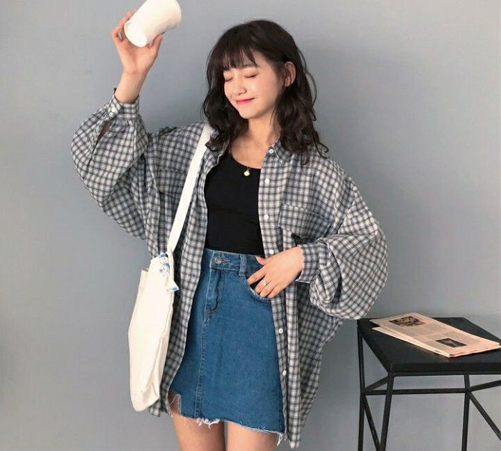 楽天市場 韓国スタイル ブラウス シャツレディース チェック柄 無地 グリーン 緑 ピンク 3カラー 春 夏 秋 レディース ビッグシルエット オーバーサイズ 送料込み価格 送料無料 Mk Clothing Store
