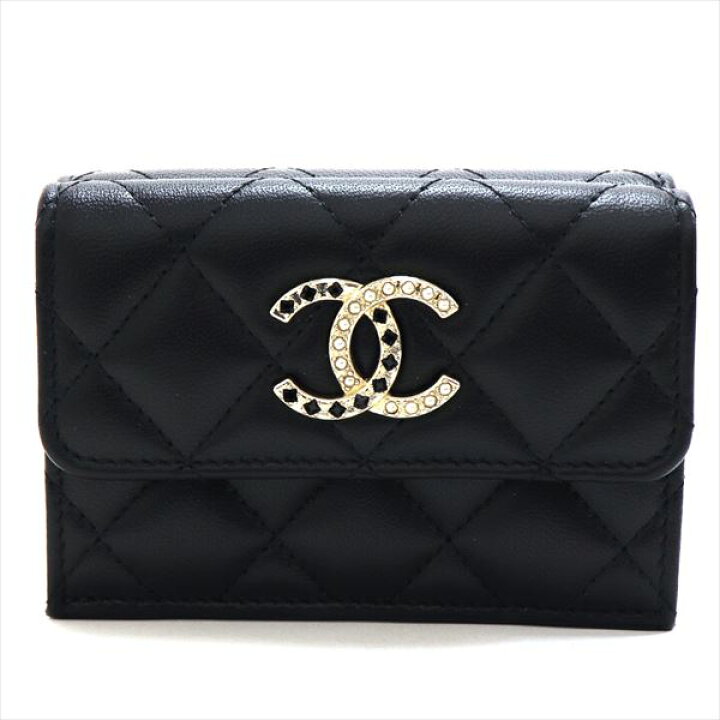 楽天市場】シャネル 三つ折り財布 レディース CHANEL Wallet ブラック 