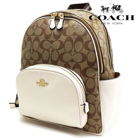 コーチ リュック レディース COACH バックパック バッグ ラグジュアリー シグネチャー PVC レザー カーキ チョーク 5671 IMDJ8 【送料無料】