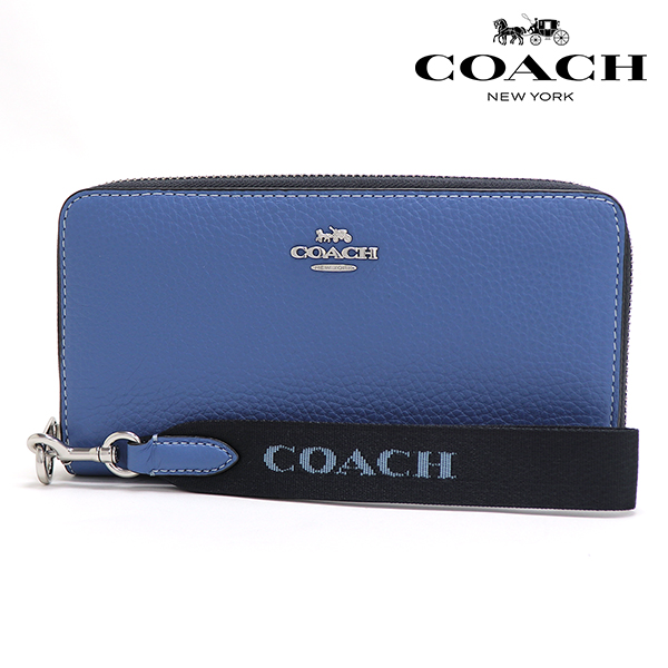 新品 コーチ COACH 長財布(ラウンドファスナー) ロング ジップアラウンド ウォレット ブルー 青 