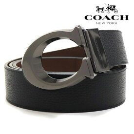 【GWセール開催中】コーチ ベルト メンズ COACH Belt リバーシブル仕様 ブラック×ダークサドル CQ013 QBLVW 【送料無料♪】 ギフトラッピング無料