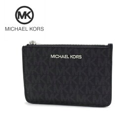 【お買い物マラソンセール開催中】マイケルコース コインケース レディース Michael Kors coin purse ジェット セット トラベル シグネチャー スモール トップ ジップ ID キーリング コイン ポーチ ブラック 35H9STVP1B BLACK 【送料無料♪】