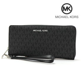 【スーパーSALE開催中】ギフトラッピング無料 マイケルコース 長財布 レディース MICHAEL KORS Wallet ラウンドファスナー トラベル コンチネンタル ラウンド ジップ ジェット セット トラベル シグネチャー ブラック 35H8STVT3B BLACK 【送料無料♪】