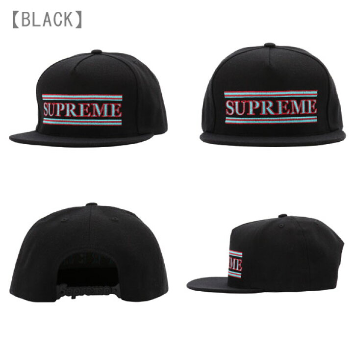 楽天市場】シュプリームキャップSupreme帽子Striped5Panelブラック 