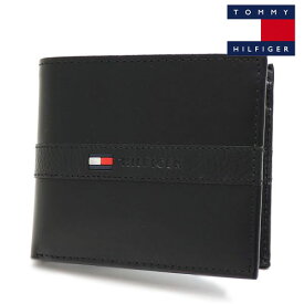 【お買い物マラソンセール開催中】トミーヒルフィガー 財布 二つ折り メンズ 小銭入れ付き TOMMY HILFIGER Wallet ブラック 31TL25X001 001 【送料無料♪】 ギフトラッピング無料