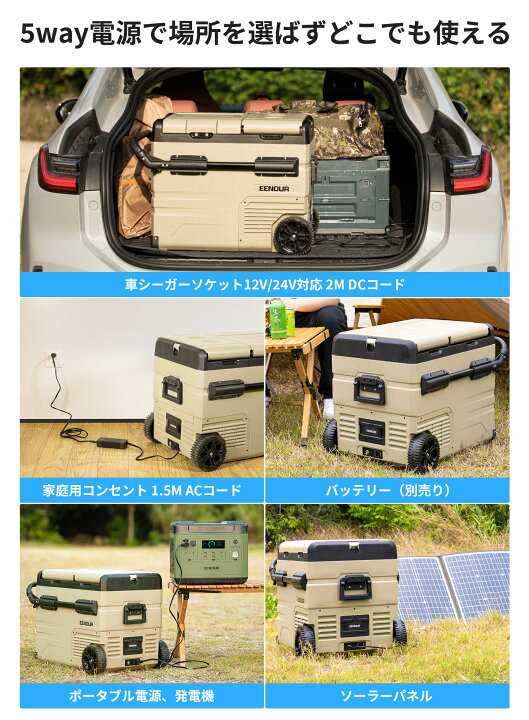 楽天市場 クーポンで479円 ポータブル冷蔵庫 バッテリー別売り Eenour 55l ポータブル 冷蔵庫 バッテリー 交換式 冷蔵庫 小型 冷凍庫 2ドア 車載 冷蔵庫 車 小型冷蔵庫 ミニ冷蔵庫 コンパクト ポータブル キャンプ 車中泊 静音 クーラーボックス 安心のpse