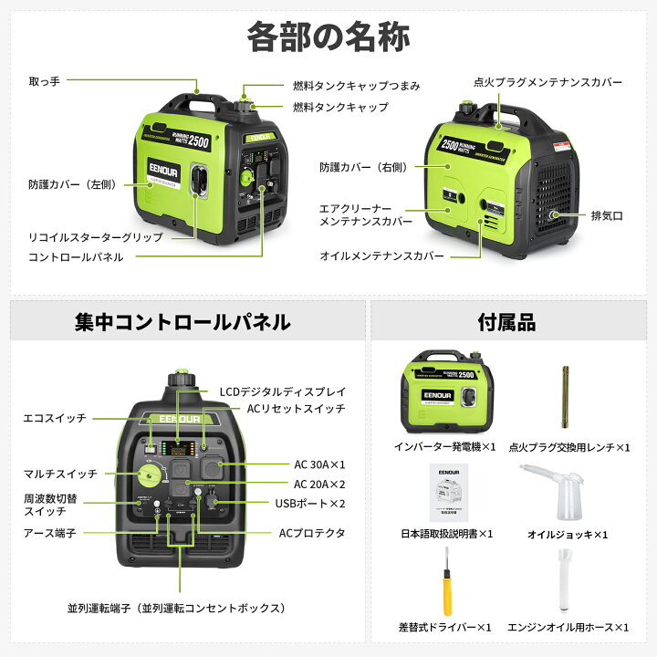 楽天市場】【防災応援 66,900円+ポイント5倍】発電機 EENOUR DK2500iS 