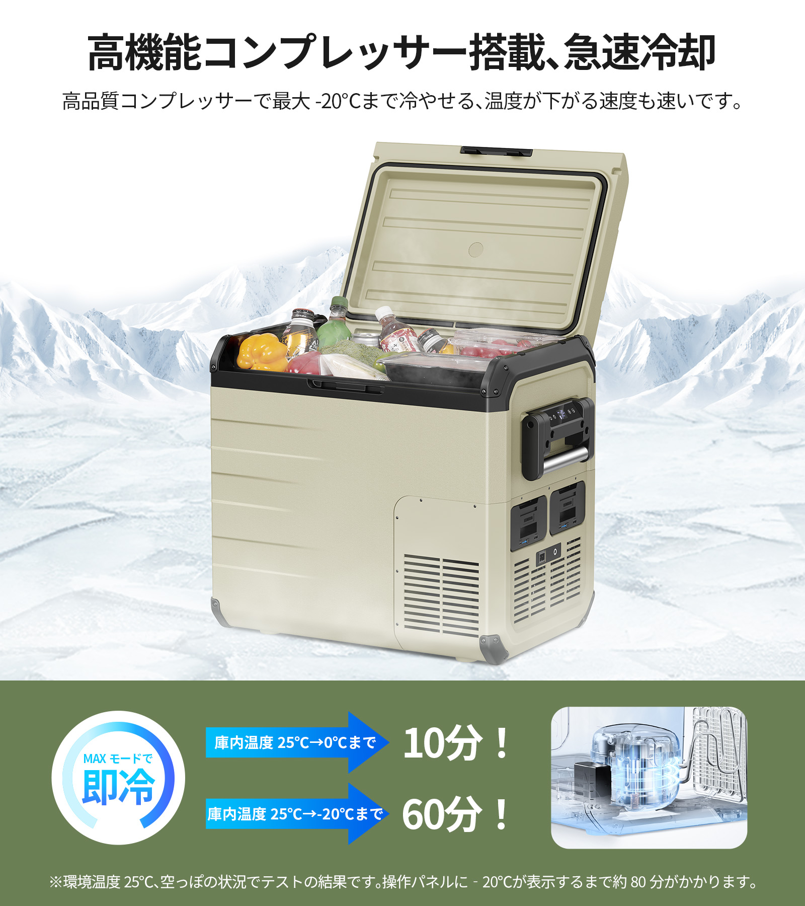 楽天市場】EENOURポータブル冷蔵庫 45L バッテリー別売り 車載冷蔵庫