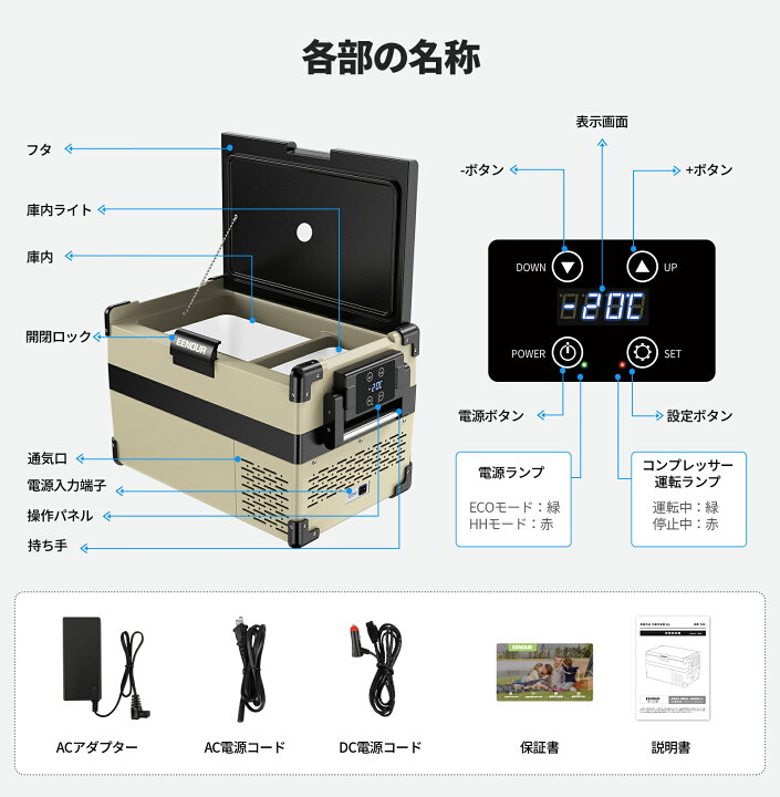 楽天市場】EENOUR ポータブル冷蔵庫 32L 車載冷蔵庫 セカンド 冷蔵庫 