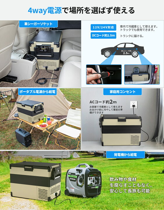 楽天市場】EENOUR 車載 冷凍庫 42L 車載冷蔵庫 ポータブル冷蔵庫 小型  