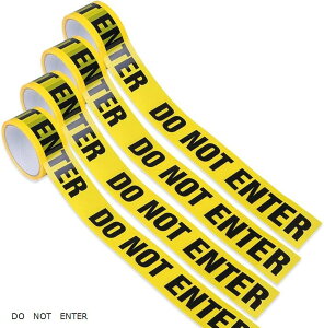 標識テープ 警告テープ バリケード 4本セット OPP 幅4.8cm x 長さ25m お得 べたつかない 防水 DO NOT ENTER ミックス CAUTION