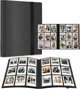 GLOFIN �t�H�g �A���o�� ��e�� �ʐ^ �t�@�C�� �P�[�X instax mini �T�C�Y�Ή� ���[ �ۊ� ���� (�u���b�N, 360�����[)