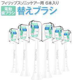 互換品 替えブラシ フィリップスソニッケアー用の電動歯ブラシ philips sonicare用 クリーンプラス プラークディフェンス ブラシヘッド レギュラーサイズ 歯垢除去 6本入 (ホワイト)