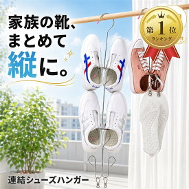 【楽天ランキング1位入賞】シューズハンガー 靴ハンガー 吊り干し 連結できる インソール クリップ付 2個セット (26 x 15.5 x 3 cm)