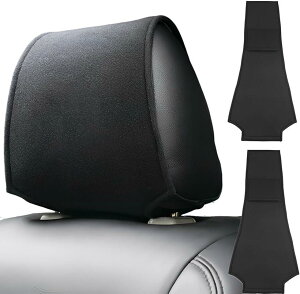 互換品 ヘッドレストカバー 車 シートカバー ヘッドカバー 後付け ポケット付き 2個セット