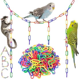 鳥 モモンガ おもちゃ チェーン 100個入り 吊り下げ ケージ取り付け可能 かわいい フクロモモンガ 小動物 (カラフル)