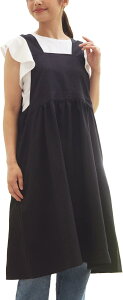 2WAYワンピースエプロン レディース 表裏 普段着 おしゃれ かわいい 可愛い シンプル 女性 メンズ シワになりにくい ポケットつき ブラック