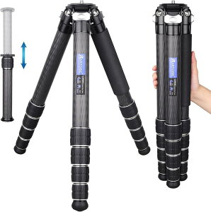 互換品 40mm 管経コンパクト トラベルカーボン三脚 5段 ナットロック式 CNC 軽量 カーボンファイバー カメラビデオ三脚 DSLR/一眼レフ/デジタルに適用 耐荷重40キロ