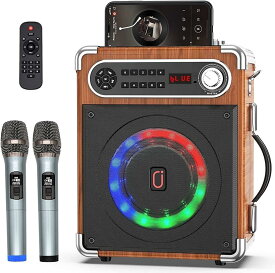 互換品スピーカーセット 拡声器 ワイヤレスマイク2本 Bluetooth 5.0対応 高低音強化機能搭載
