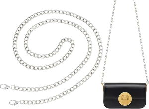 1個 120.4cm バッグチェーン アイアンパース ロングチェーン ロブスタークロークラスプ付き プラチナパース ストラップ エクステンダー チェーンバッグ 交換用 アクセサリー DIY ショルダー ク